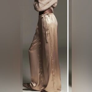 NWT Anthropologie Maeve “Liquid Shine” Party Gold Wide leg Pants